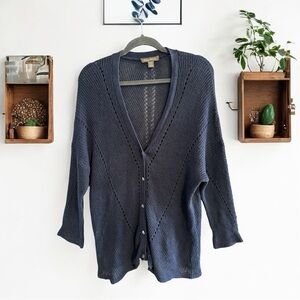 Tommy Bahama Women's Linen Blend Pointelle Cardigan
- Navy Blue, Size M